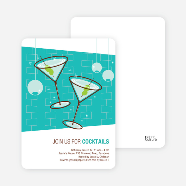 Cocktail Party Time Invitations - Turquoise