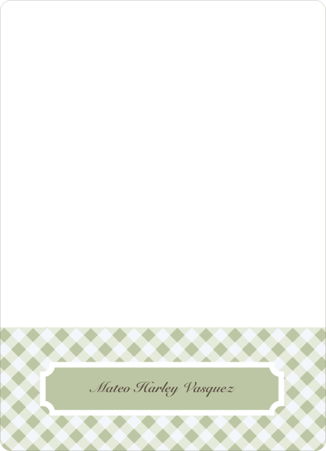 Notecards for the ‘Gingham Announcement’ cards. - Light Sage