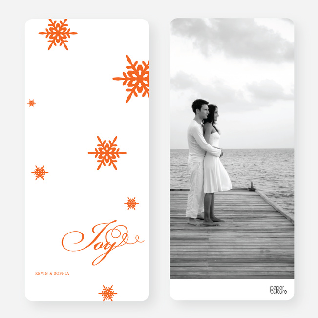 Falling Snowflakes Holiday Cards - Orange