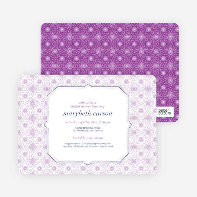 Spirograph Flower Bridal Shower Invitations - Purple