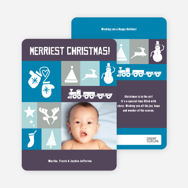 Christmas Card Memories: Reindeer, Mittens, Trees, Snowmen and more! - Cobalt Blue