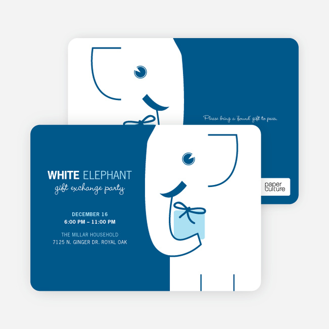 White Elephant on Tiny Prints for White Elephant Parties - Glacier