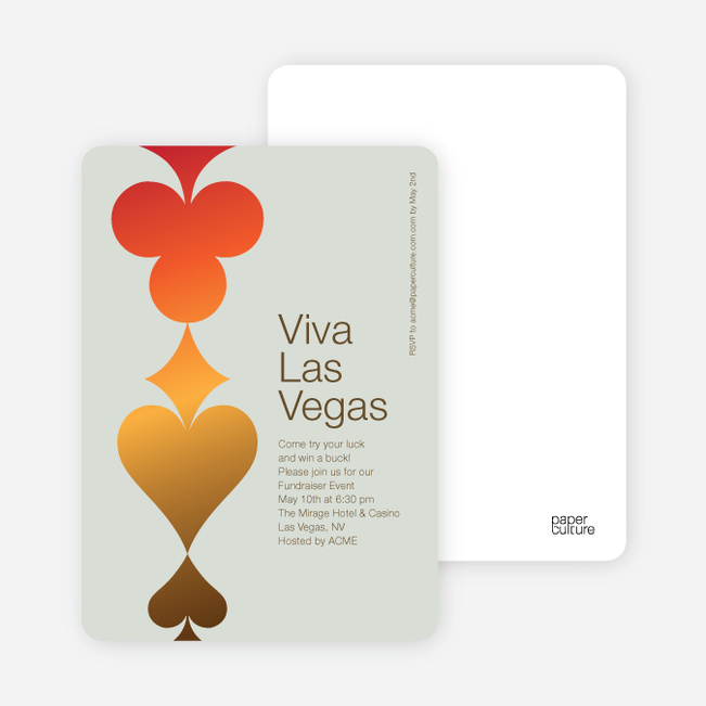 Casino Night Viva Las Vegas Party Invitations - Matted Chrome