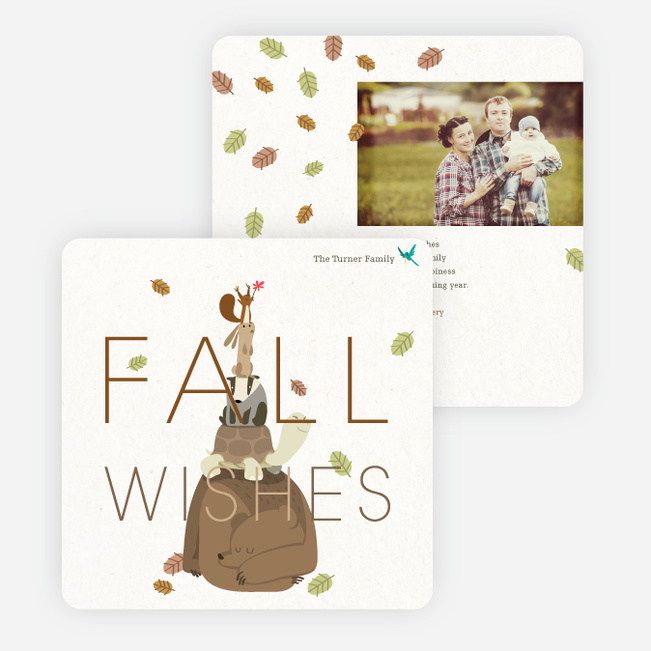 Fall Wishes Thanksgiving Cards - Brown