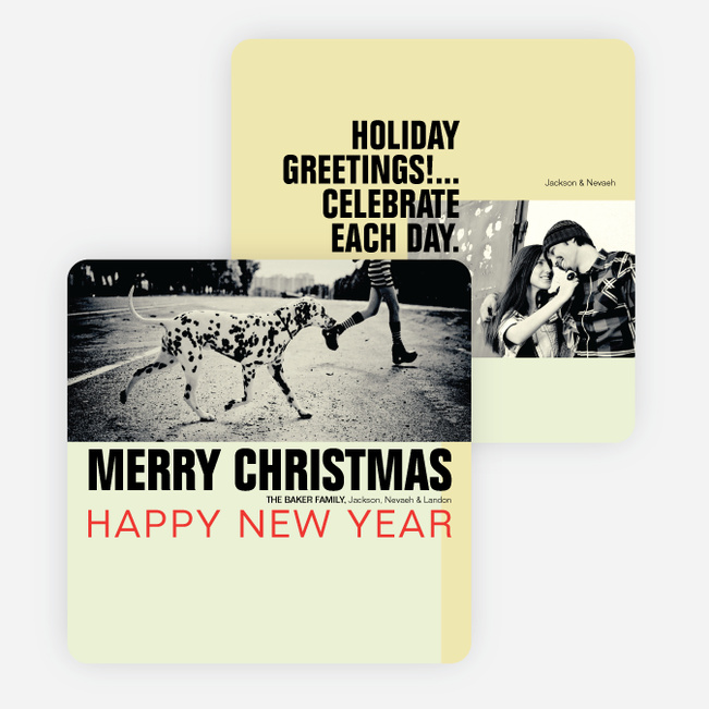 Retro Christmas and New Year’s Cards - Yellow