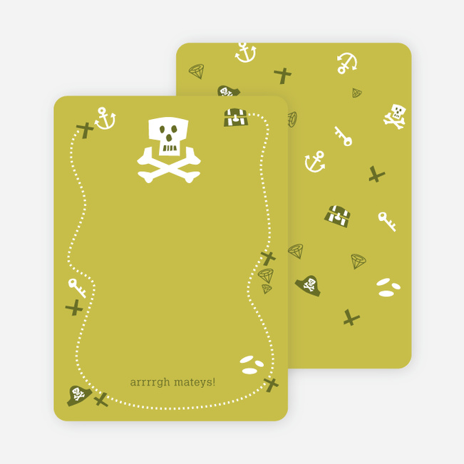 Personal Stationery for Green Pirate Modern Birthday Invitation - Pale Celadon