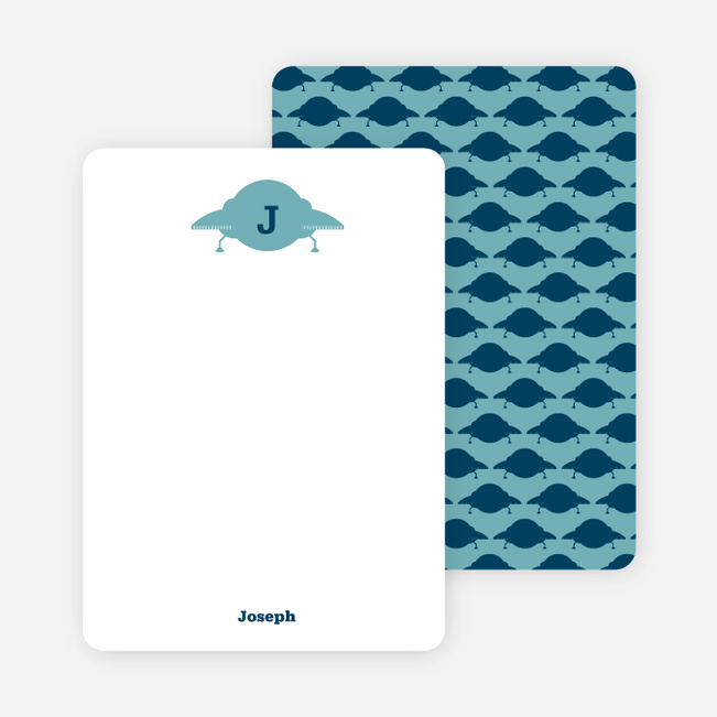 Stationery: ‘Galaxy Spaceship’ cards. - Peacock Blue