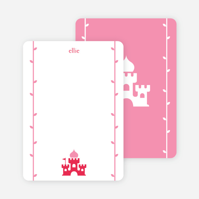 Note Cards: ‘Princess Birthday Invitation’ cards. - Raspberry Red