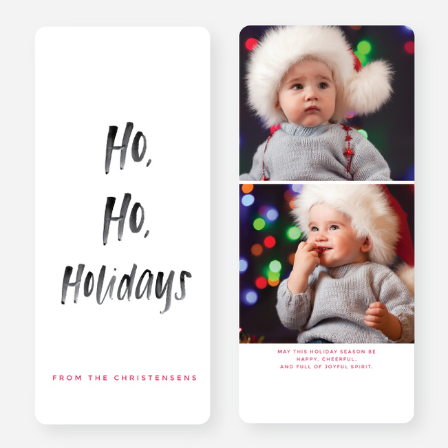 Ho Ho Script Holiday Cards - Red