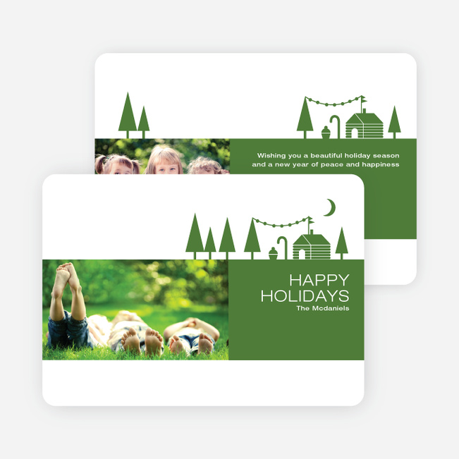 Woodsy Green Farm Holiday Cards - Green