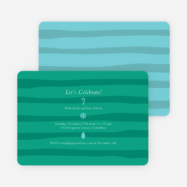 Striped Icons Holiday Invitations - Teal