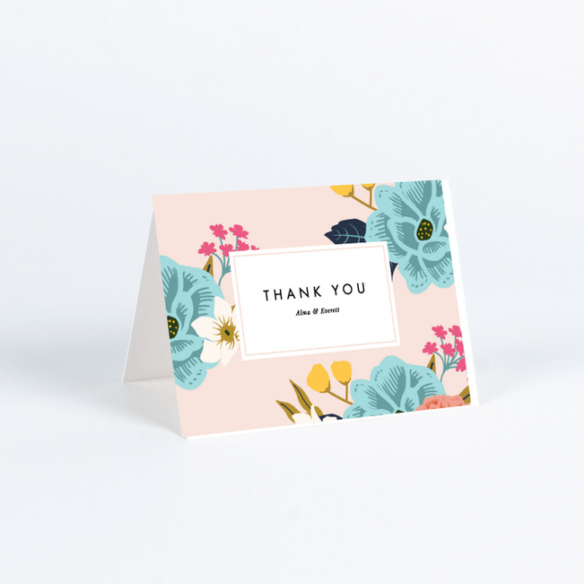 Floral Patterns Wedding Thank You Cards - Pink