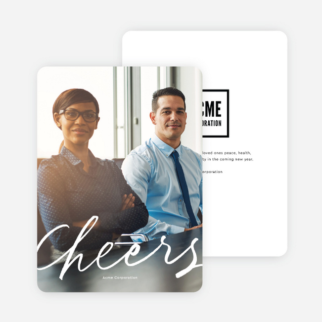 Cheers To You Business and Corporate Holiday Cards - White