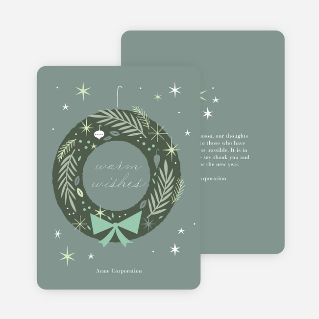 Snazzy Wreath Business and Corporate Holiday Cards - Green