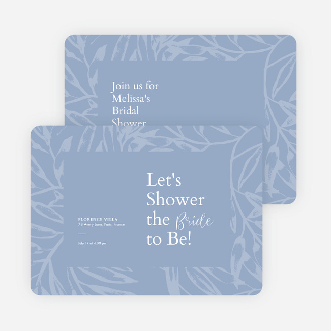 Blooming Background Bridal Shower Invitations - Blue