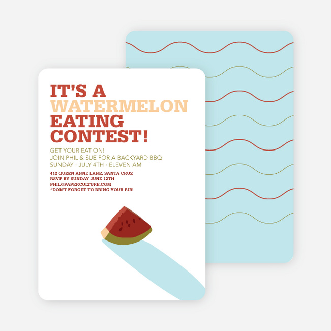 Watermelon Eating Contest Summer Party Invitations Paper Culture