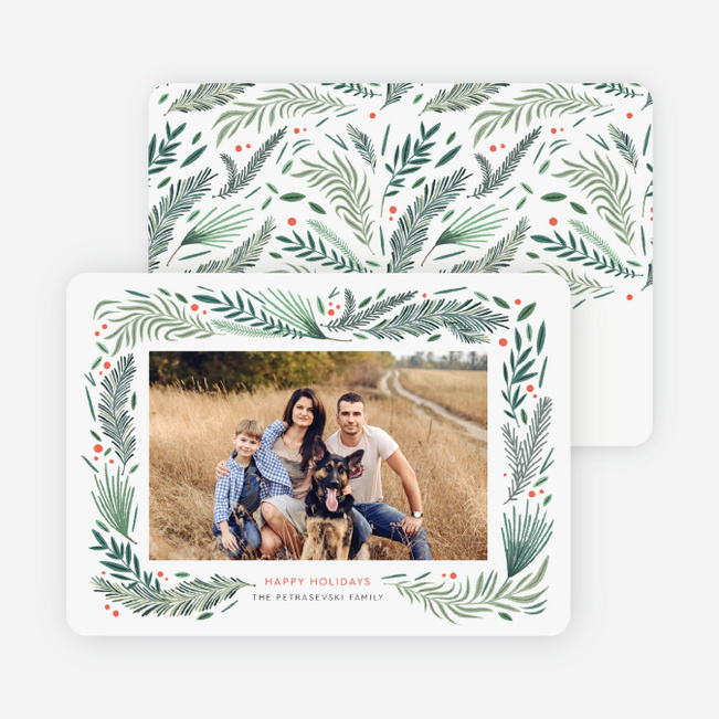 Pine Tree Motif Christmas Photo Cards & Holiday Photo Cards - Green