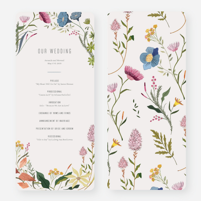 Herbs & Wildflowers Wedding Programs