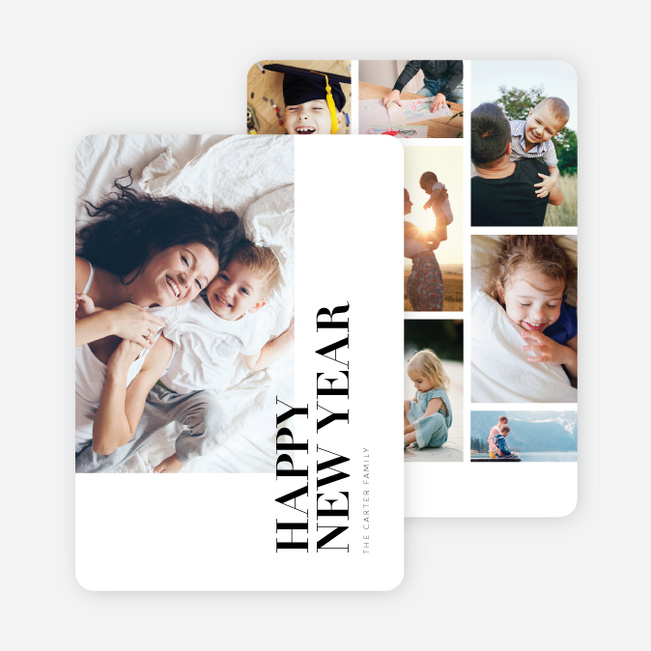 Photo Grid New Year Cards - Black