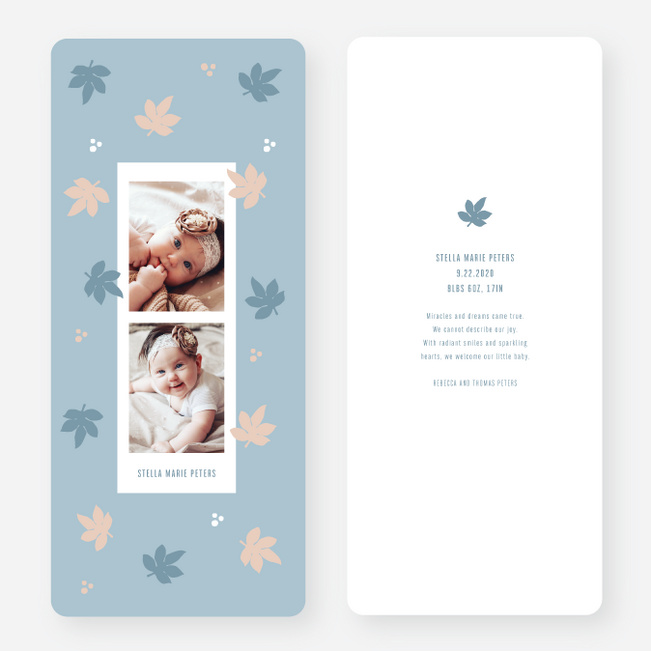 Leafy Snapshot Baby Announcements - Blue