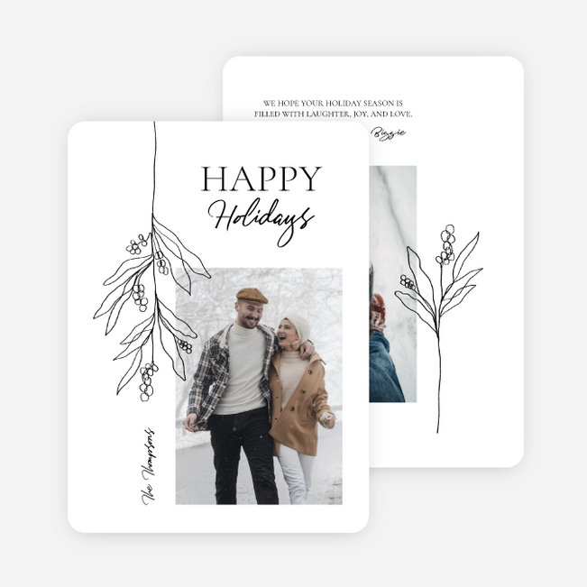 Mistletoe Stem Holiday Cards and Invitations - White