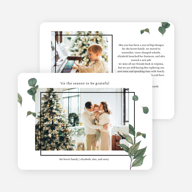 Foliage Frame Holiday Cards and Invitations - White