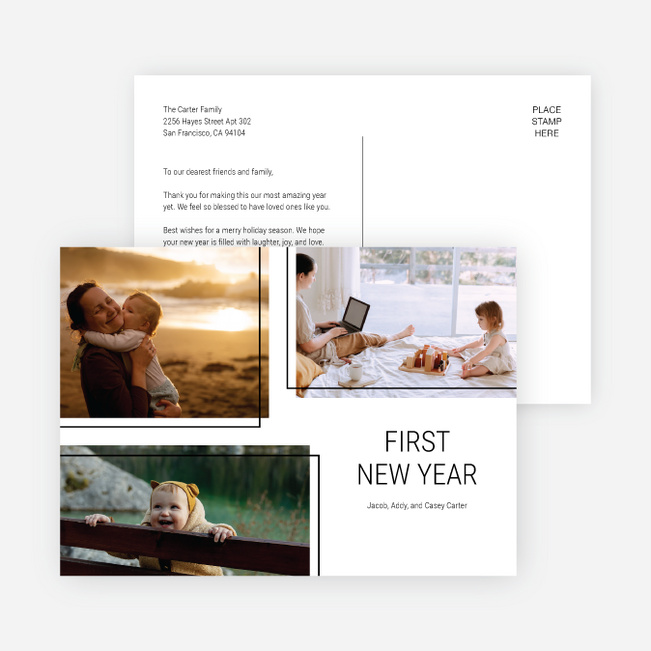 Simple Trio New Year Cards and Invitations - Black