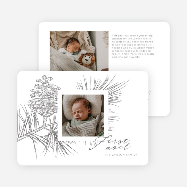 Evergreen Bliss Personalized Christmas Cards - White