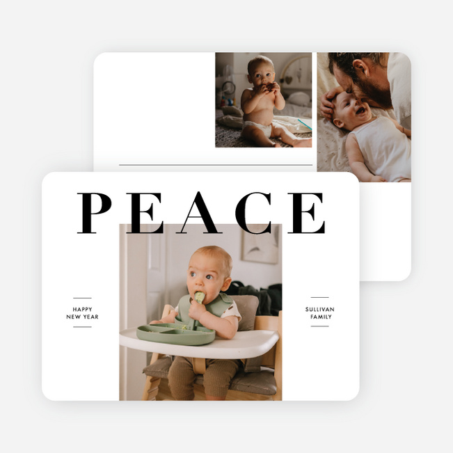 Boldly Peaceful New Year Cards and Invitations - White