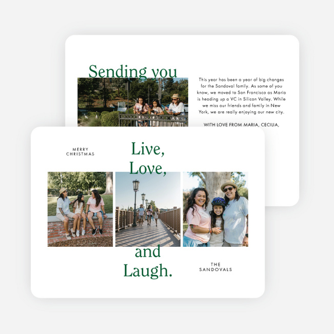 Simple Trio Personalized Christmas Cards