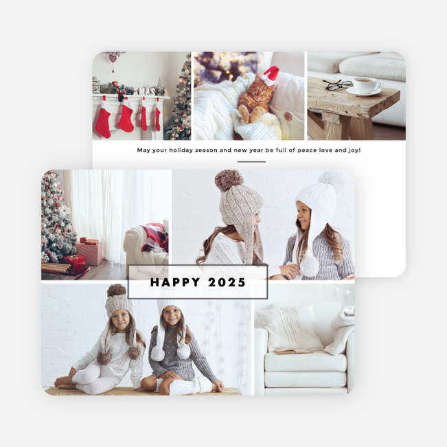 Photo Border New Year Cards - White