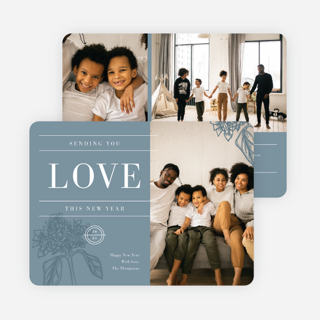 Sending the Gift of Love New Year Cards and Invitations - Blue