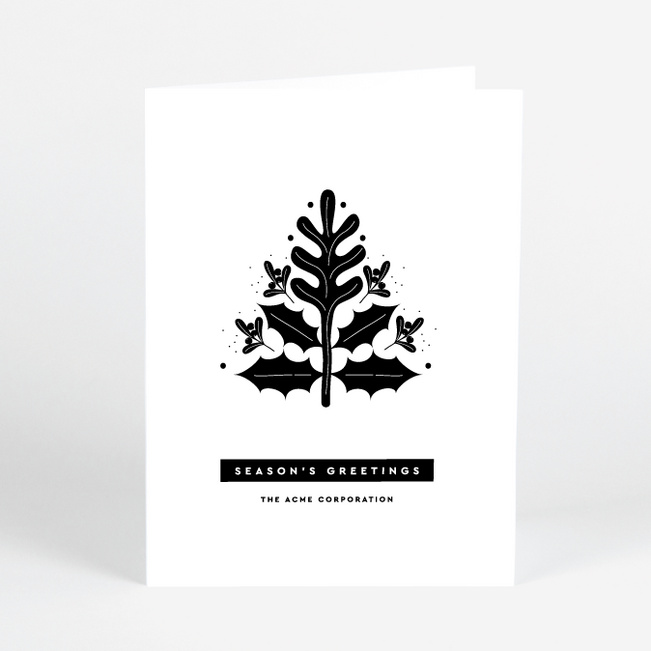 Holly Tree Corporate Holiday Cards - White