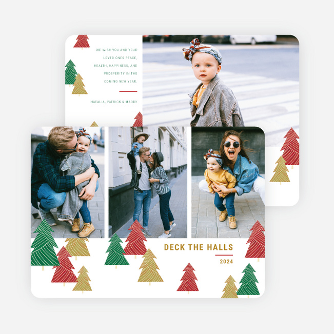 Dressed Up Trees Christmas Cards - Multi