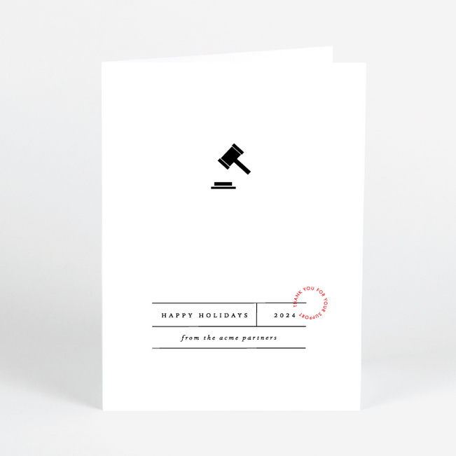 Minimal Gavel Business Holiday Cards - White