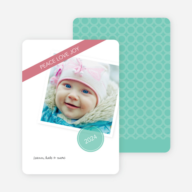 Circle of Peace, Love & Joy Holiday Photo Cards - Blue