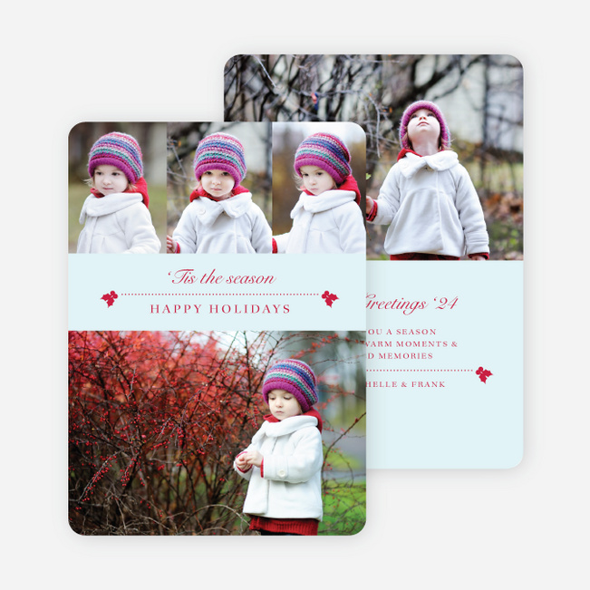 Holly Holidays Multi Photo Cards - Blue