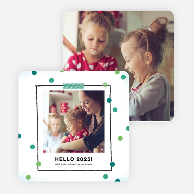 Polka Dot Frame New Year Cards - Blue