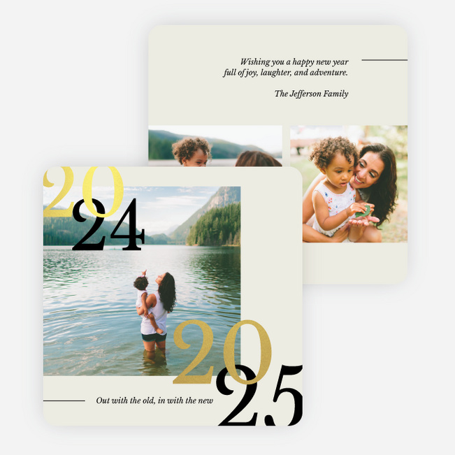 Foil New Outlook New Year Cards and Invitations - Yellow