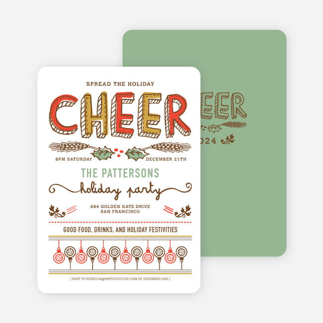 Spread the Holiday Cheer Holiday Invitations - Orange Spice