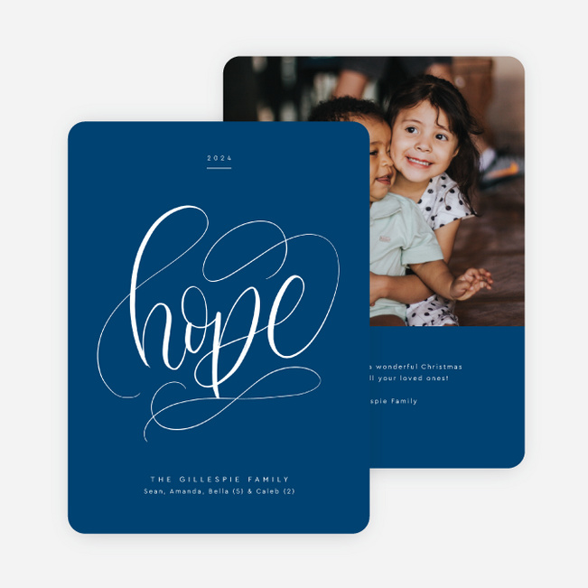 Timeless Script Christmas Cards - Blue