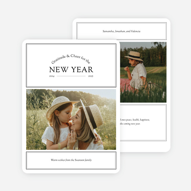 Cheerful Blessings New Year Cards and Invitations - White