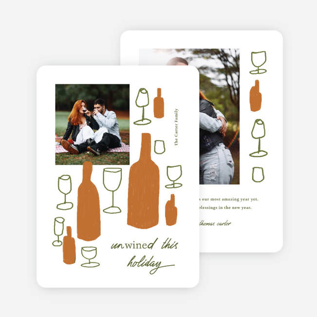 Season to Unwined Holiday Cards and Invitations - Green