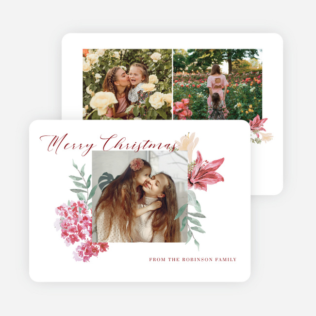 Wonderland Floral Christmas Cards - Red