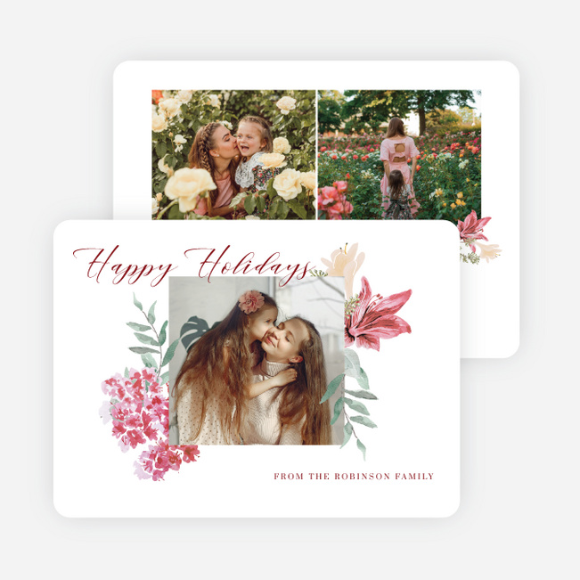 Wonderland Floral Holiday Cards and Invitations - Red