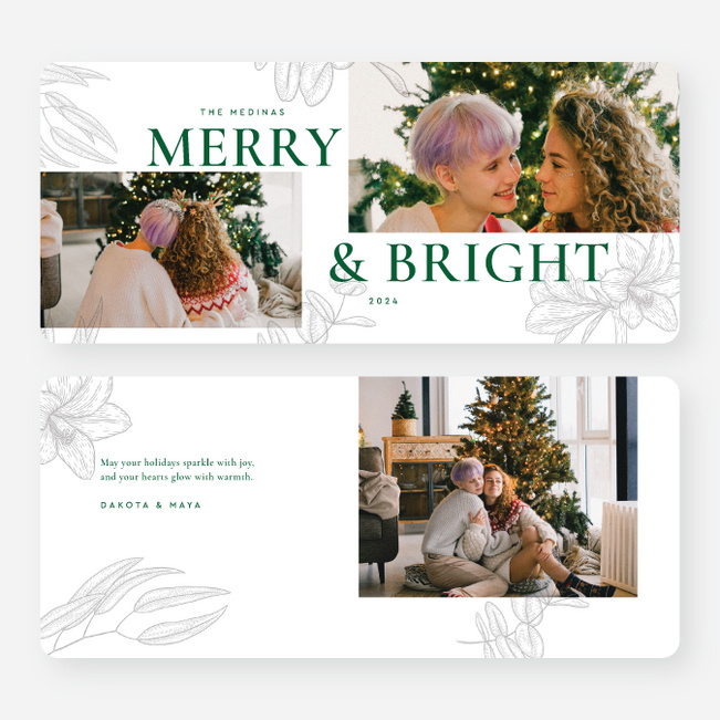 Muted Florets Christmas Cards - Green