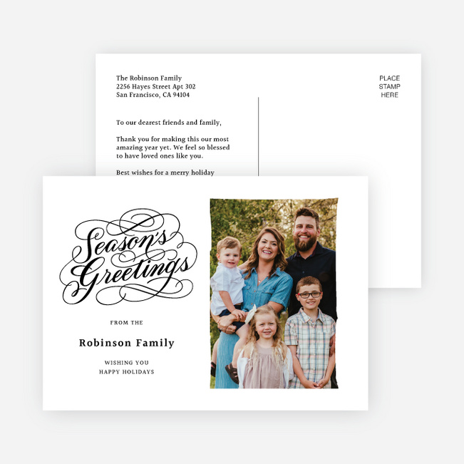 Swirled Sentiments Holiday Cards and Invitations - White