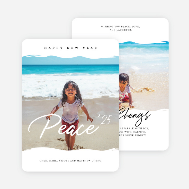 Tranquil Tidings New Year Cards and Invitations - White