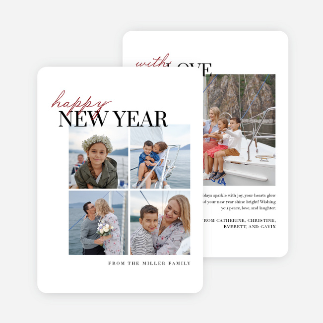Annual Snapshot New Year Cards and Invitations - Red