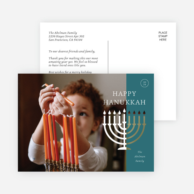 Lighting Up the Night Hanukkah Cards - Blue